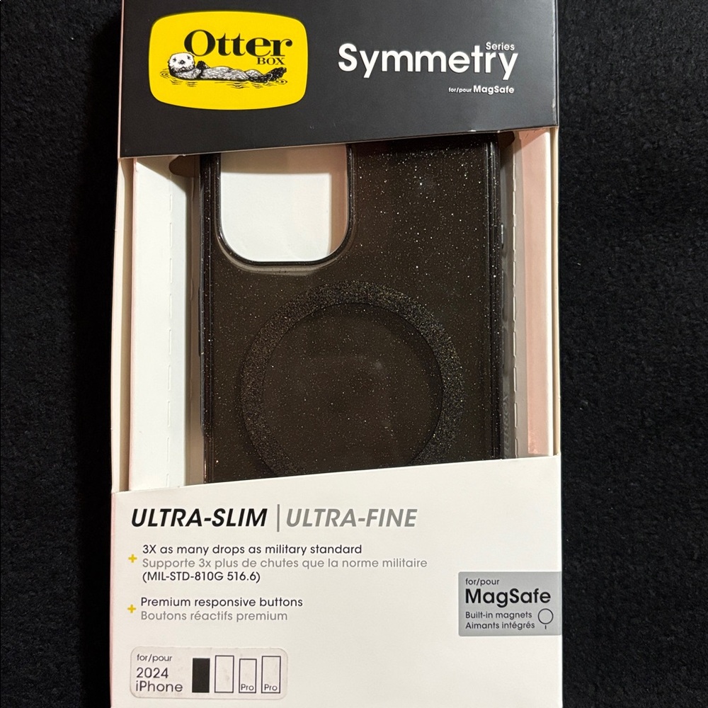 Iphone 16 case otterbox ultra slim black gold glitter